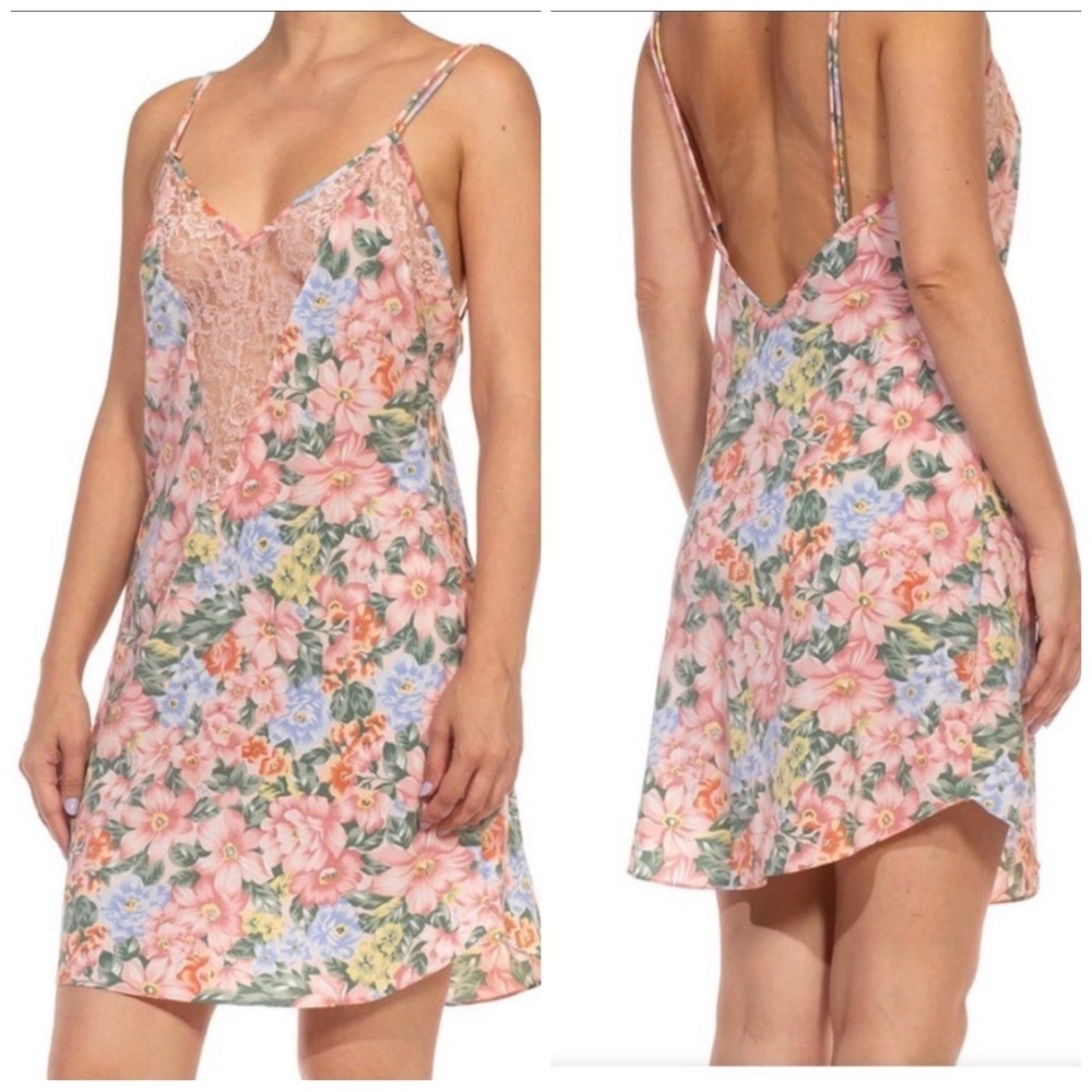 Vintage Victoria’s Secret Gold Label Lace Front Floral Chemise Slip Size L